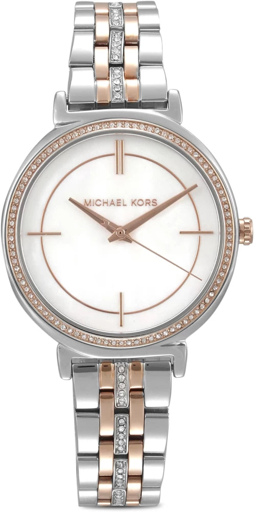 Michael Kors Cinthia Mother of Pearl Dial Two Tone Steel Strap Watch For Women - MK3831