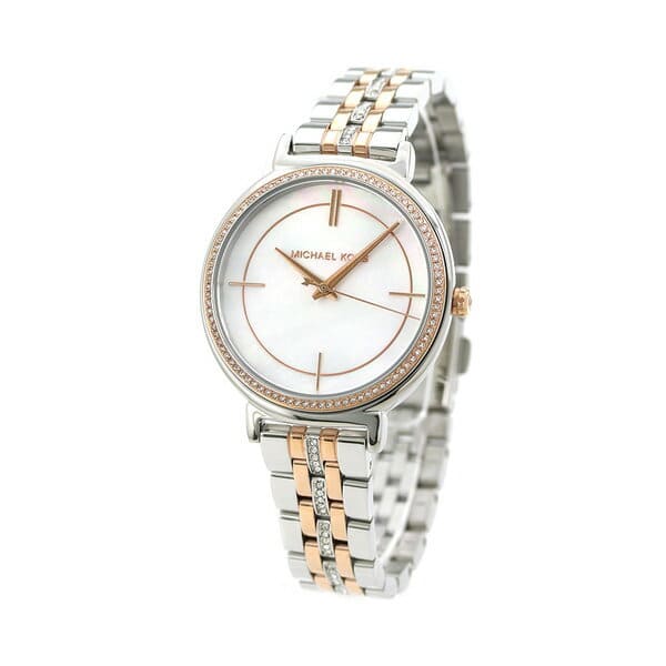 Michael Kors Cinthia Mother of Pearl Dial Two Tone Steel Strap Watch For Women - MK3831