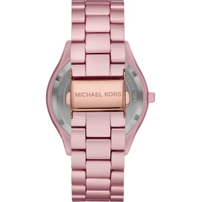 Michael Kors Slim Runway Pink Dial Pink Steel Strap Watch For Women - MK4456