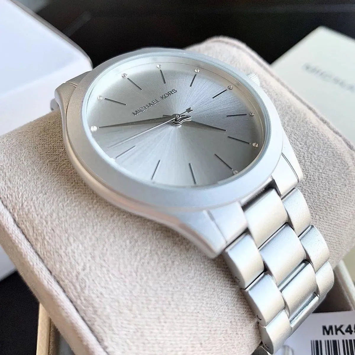 Michael Kors Slim Runway Silver Dial Silver Steel Strap Watch For Women - MK4502