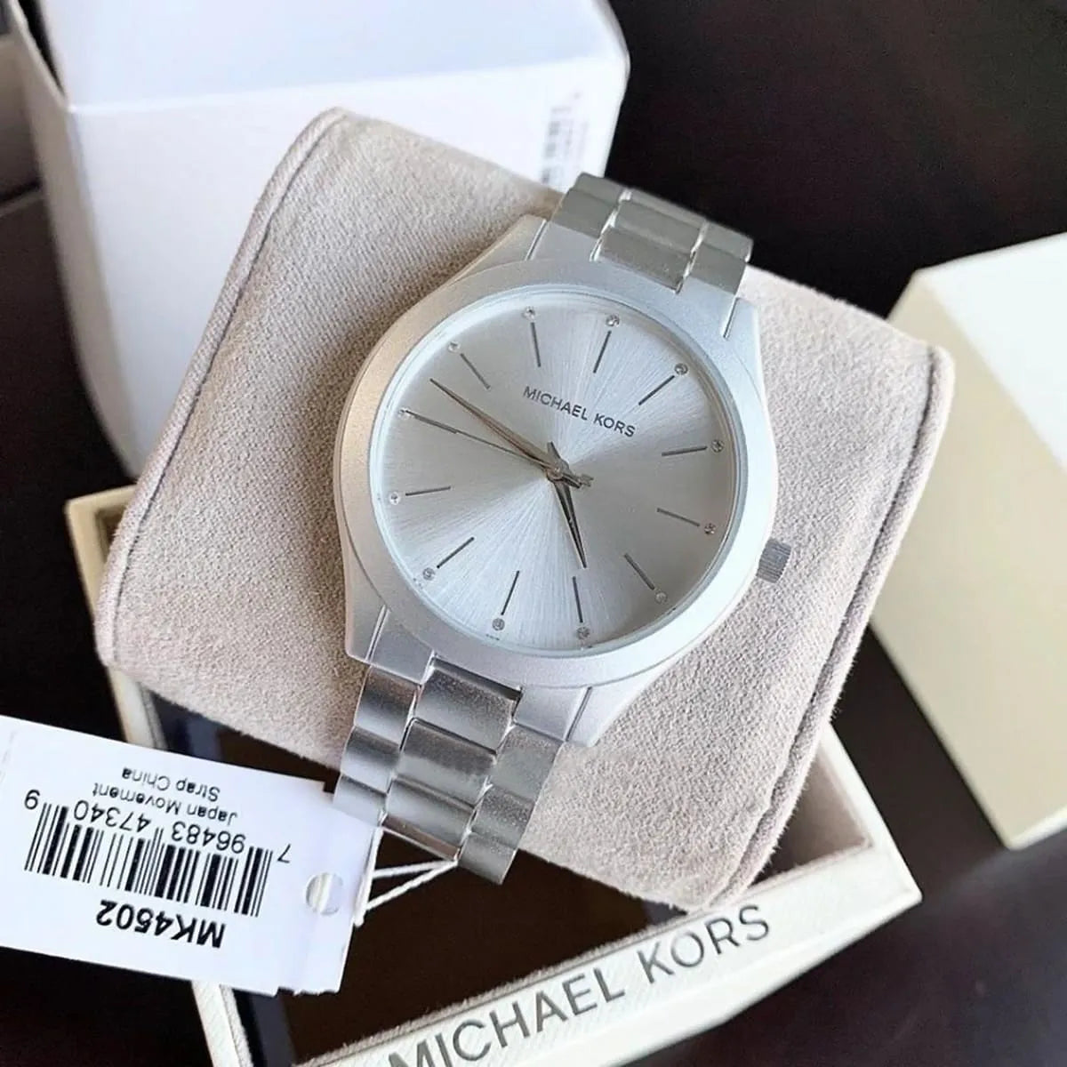 Michael Kors Slim Runway Silver Dial Silver Steel Strap Watch For Women - MK4502