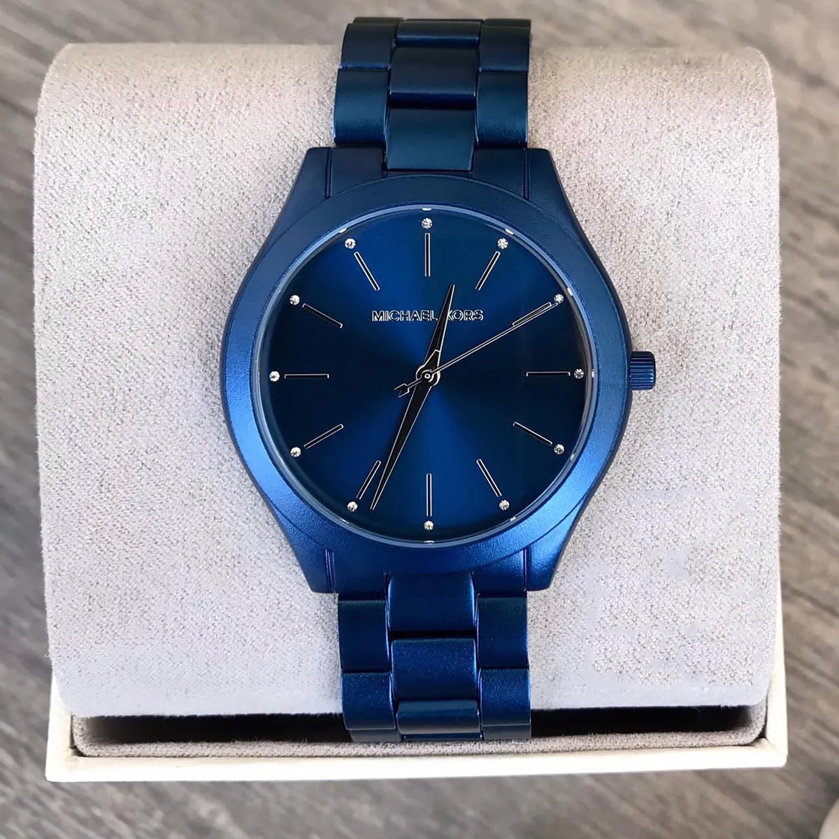 Michael Kors Slim Runway Quartz Blue Dial Blue Steel Strap Watch For Women - MK4503