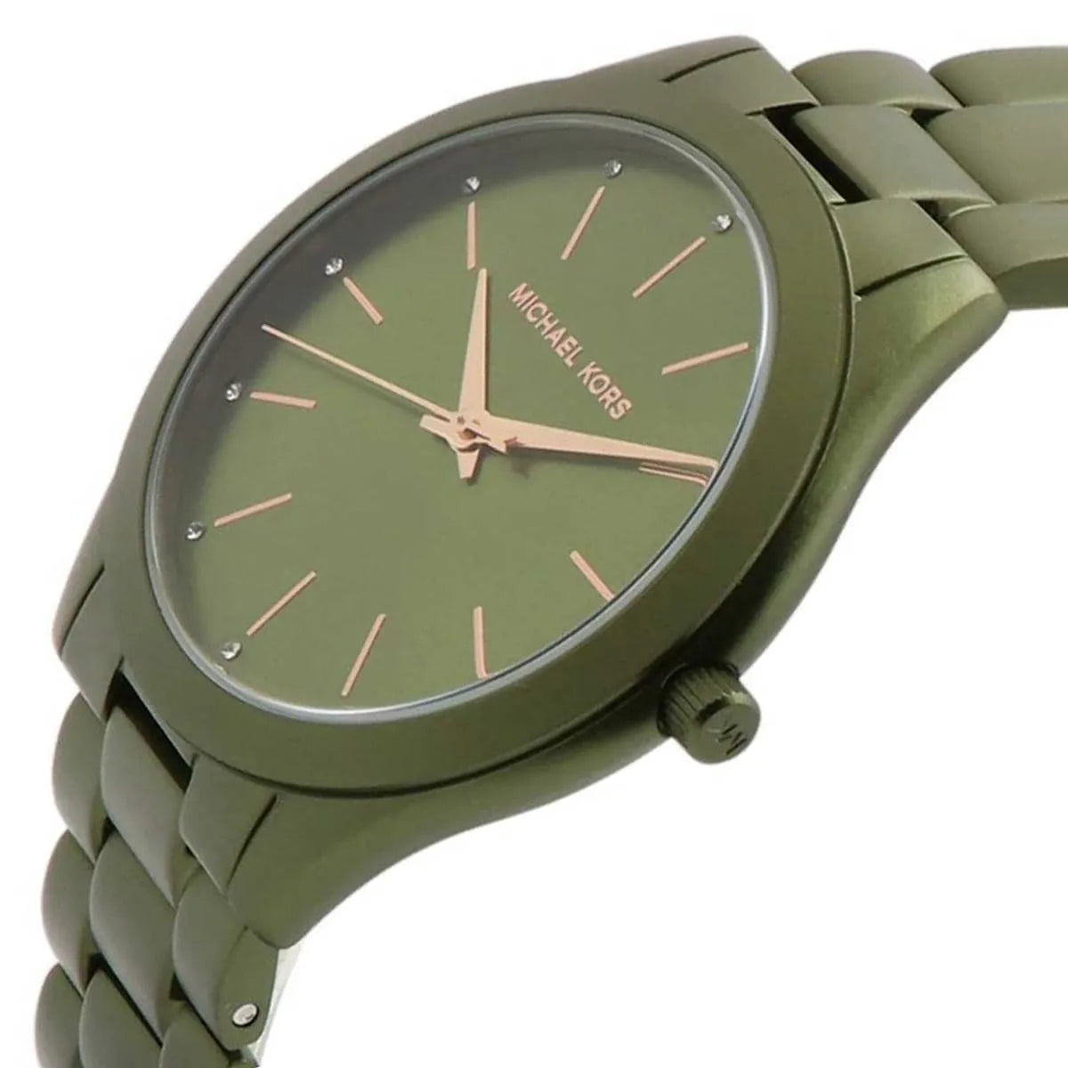 Michael Kors Slim Runway Green Dial Green Steel Strap Watch for Women - MK4526