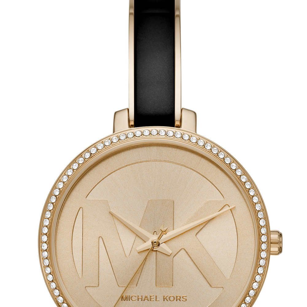 Michael Kors Jaryn Quartz Gold Dial Black Steel Strap Watch For Women - MK4544