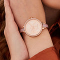 Michael Kors Jaryn Analog Gold Dial Pink Steel Strap Watch For Women - MK4545