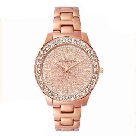 Michael Kors Liliane Three Hand Rose Gold Dial Rose Gold Steel Strap Watch For Women - MK4651