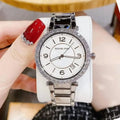 Michael Kors Parker Three Hand White Dial Silver Steel Strap Watch For Women - MK4694