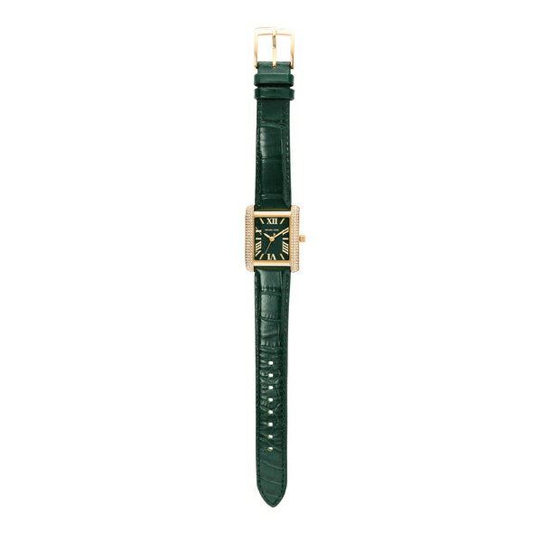 Michael Kors Emery Quartz Diamonds Green Dial Green Leather Strap Watch For Women - MK4697