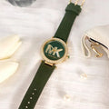 Michael Kors Parker Green Dial Green Leather Strap Watch For Women - MK4724