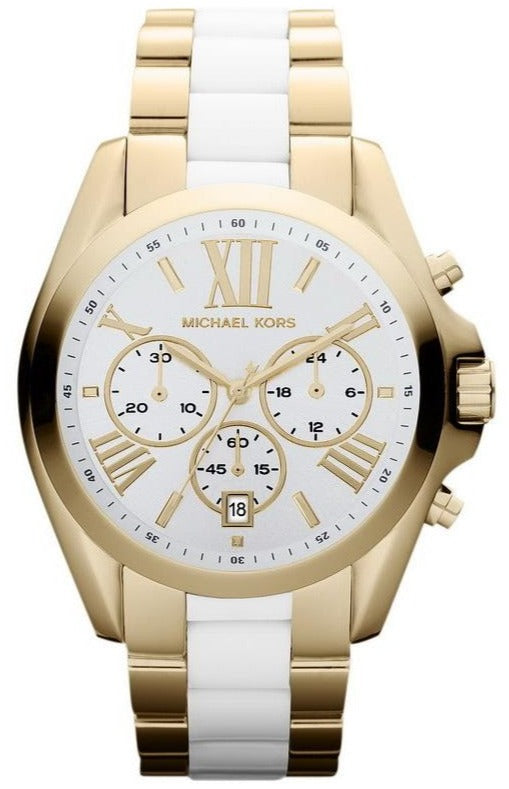 Michael Kors Bradshaw Chronograph White Dial Two Tone Steel Strap Watch For Women - MK5743