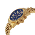 Michael Kors Lexington Chronograph Blue Dial Gold Steel Strap Watch For Women - MK6206