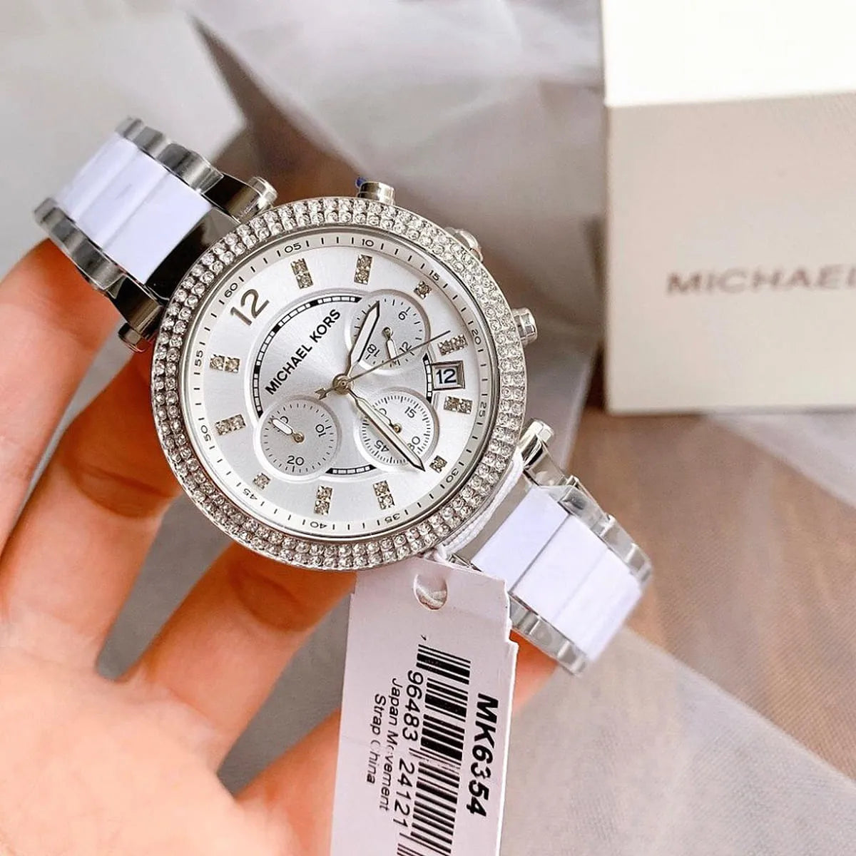 Michael Kors Parker Chronograph Silver Dial Silver Steel Strap Watch For Women - MK6354