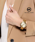 Michael Kors Garner Quartz Gold Dial Gold Steel Strap Watch For Women - MK6408