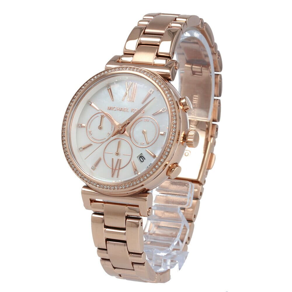 Michael Kors Sofie Chronograph Quartz White Dial Rose Gold Steel Strap Watch For Women - MK6576