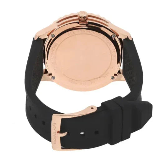 Michael Kors Runway Quartz Black Dial Black Silicone Strap Watch For Women - MK6852