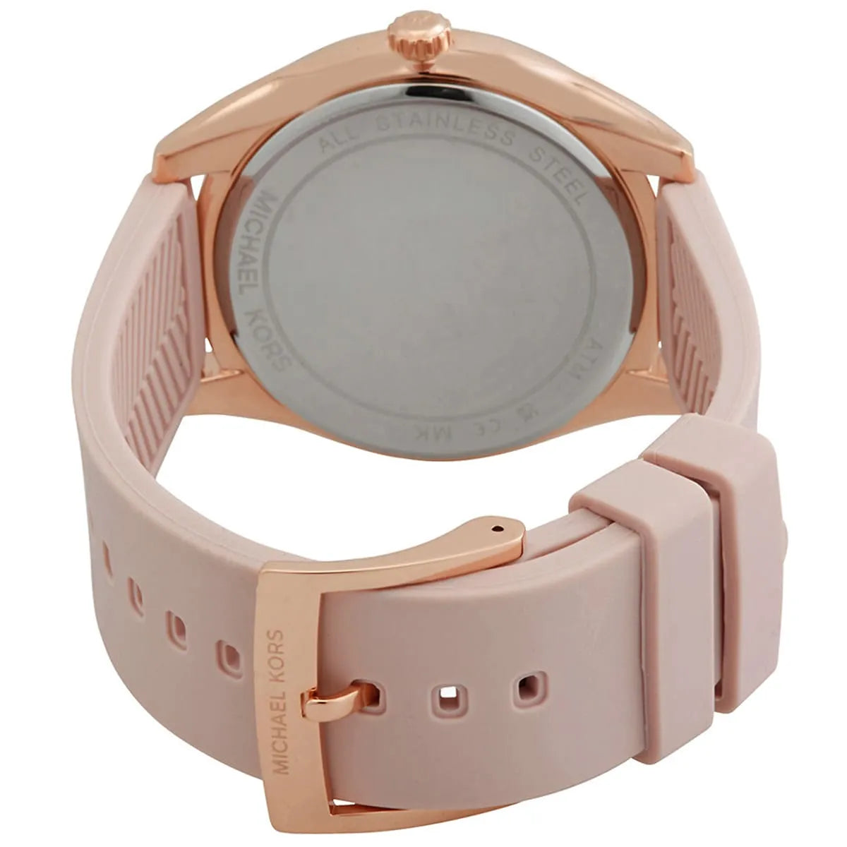 Michael Kors Janelle Three Hand Rose Gold Dial Pink Rubber Strap Watch For Women - MK7139