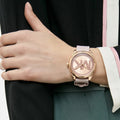 Michael Kors Janelle Three Hand Rose Gold Dial Pink Rubber Strap Watch For Women - MK7139