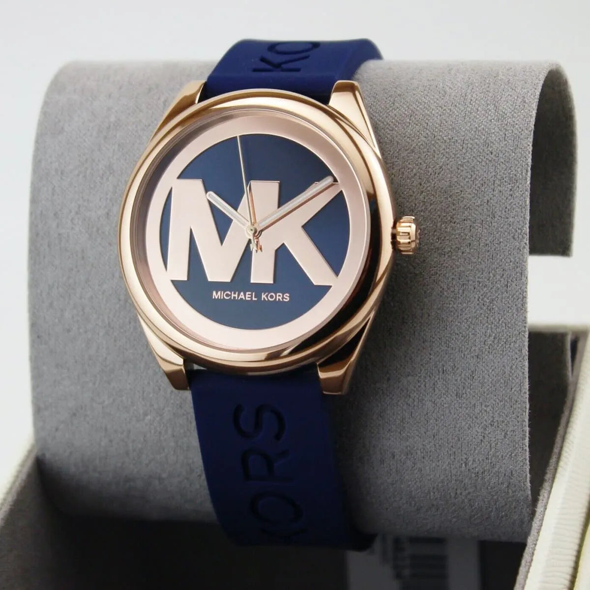 Michael Kors Janelle Three Hand Blue Dial Blue Rubber Strap Watch For Women - MK7140