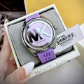 Michael Kors Janelle Three Hand Purple Dial Purple Rubber Strap Watch For Women - MK7143