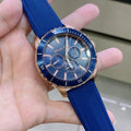 Michael Kors Cunningham Multifunction Blue Dial Blue Rubber Strap Watch For Men - MK7163