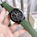 Michael Kors Cunningham Chronograph Black Dial Green Rubber Strap Watch For Men - MK7165