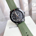 Michael Kors Cunningham Chronograph Black Dial Green Rubber Strap Watch For Men - MK7165