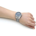 Michael Kors Lexington Chronograph Blue Dial Silver Steel Strap Watch For Women - MK7215