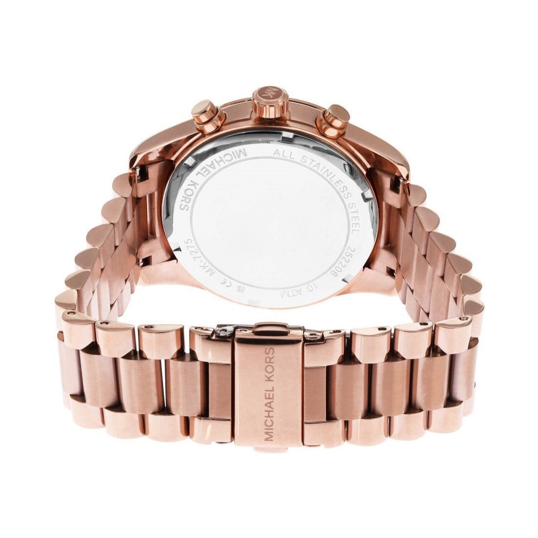 Michael Kors Lexington Chronograph Red Dial Rose Gold Steel Strap Watch For Women - MK7275