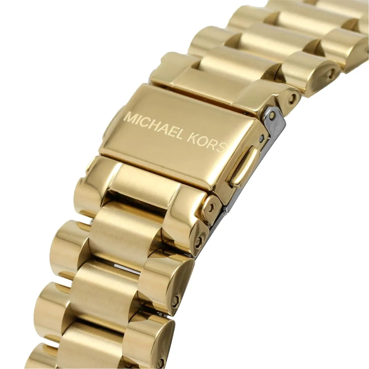 Michael Kors Lexington Chronograph Brown Dial Gold Steel Strap Watch For Women - MK7276