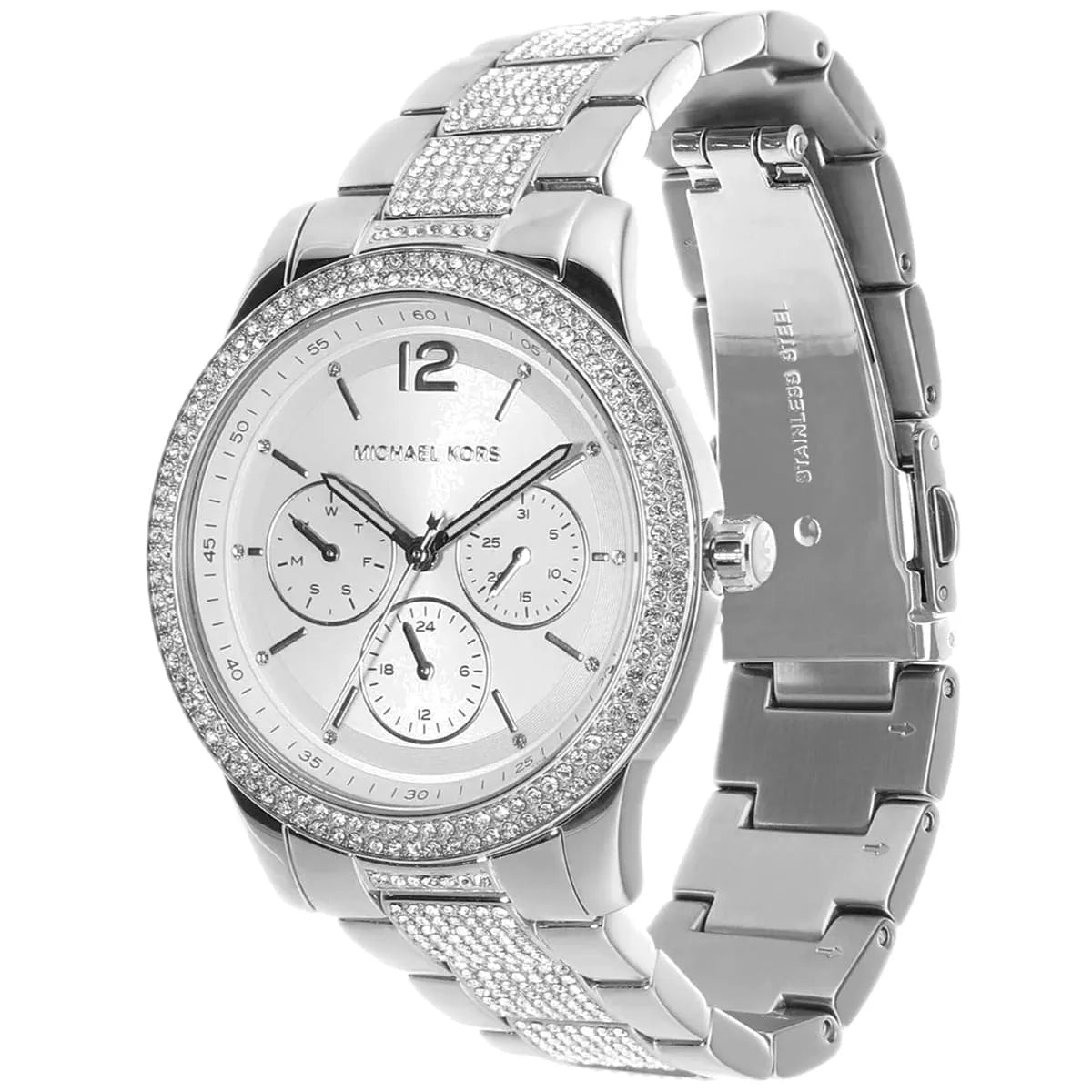 Michael Kors Tibby Chronograph Silver Dial Silver Steel Strap Watch For Women - MK7294