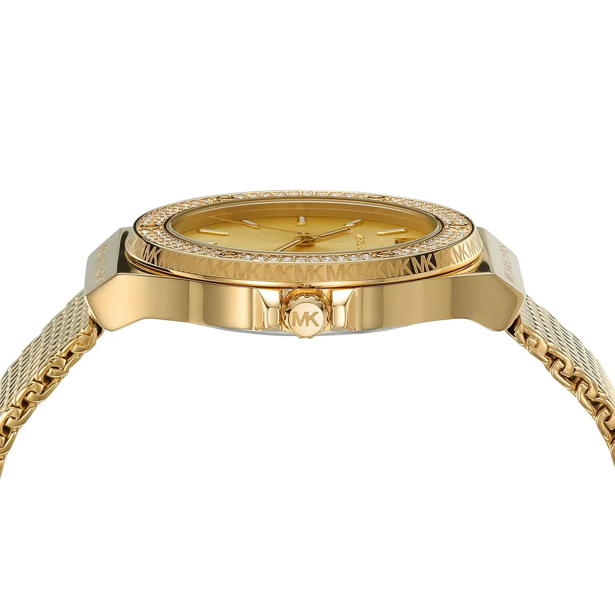 Michael Kors Lennox Three-Hand Gold Dial Gold Mesh Bracelet Watch For Women - MK7335