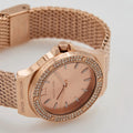 Michael Kors Lennox Three Hand Rose Gold Dial Rose Gold Mesh Strap Watch For Women - MK7336