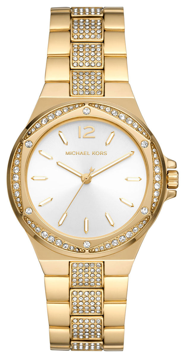 Michael Kors Lennox Three-Hand Silver Dial Gold Steel Strap Watch For Women - MK7278