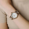 Michael Kors Lennox Three-Hand Silver Dial Rose Gold Steel Strap Watch For Women - MK7362