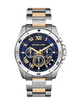 Michael Kors Brecken Chronograph Blue Dial Two Tone Steel Strap Watch For Men - MK8437