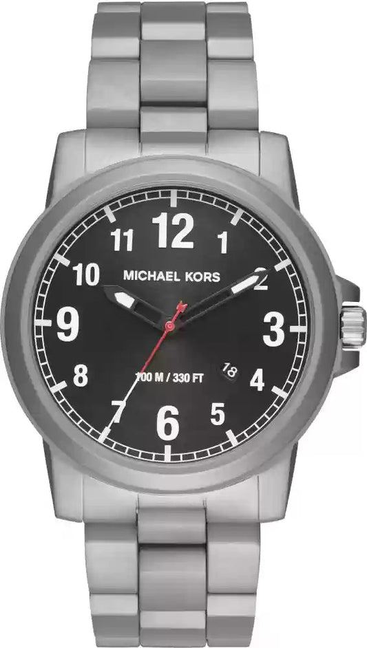 Michael Kors Paxton Analog Black Dial Silver Steel Strap Watch For Men - MK8500