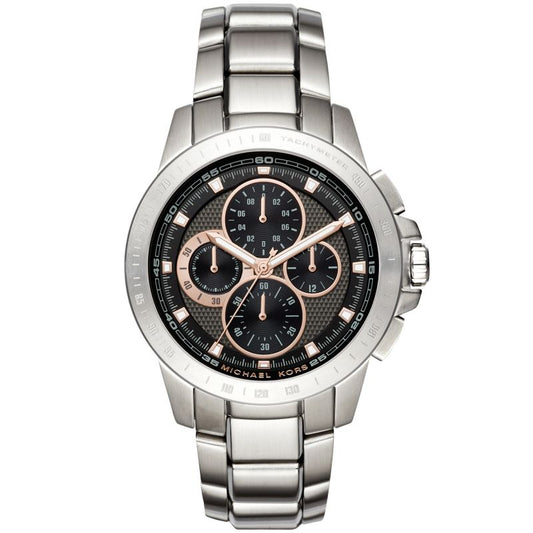 Michael Kors Ryker Chronograph Black Dial Silver Steel Strap Watch For Men - MK8528