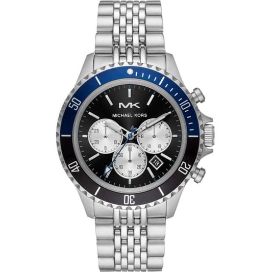 Michael Kors Bayville Chronograph Black Dial Silver Steel Strap Watch For Men - MK8749