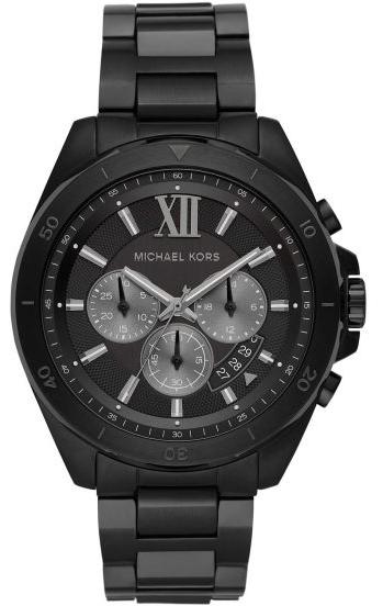 Michael Kors Brecken Chronograph Black Dial Black Steel Strap Watch For Men - MK8858