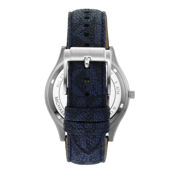 Michael Kors Slim Runway Analog Blue Dial Blue Leather Strap Watch For Men - MK8907