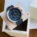 Michael Kors Brecken Chronograph Blue Dial Blue Silicone Strap Watch For Men - MK8923