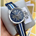 Michael Kors Brecken Chronograph Blue Dial Two Tone PVC Strap Watch For Men - MK8950