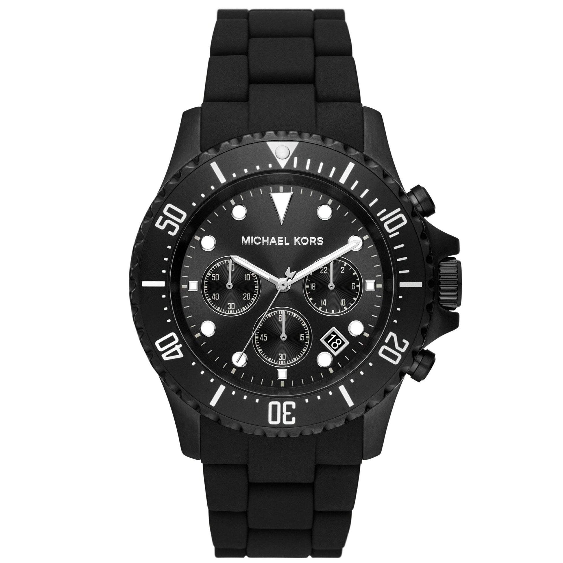 Michael Kors Everest Chronograph Black Dial Black Silicone Strap Watch For Men - MK8980