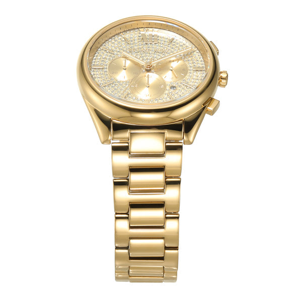 Michael Kors Janelle Chronograph Gold Dial Gold Steel Strap Watch For Men - MK8995