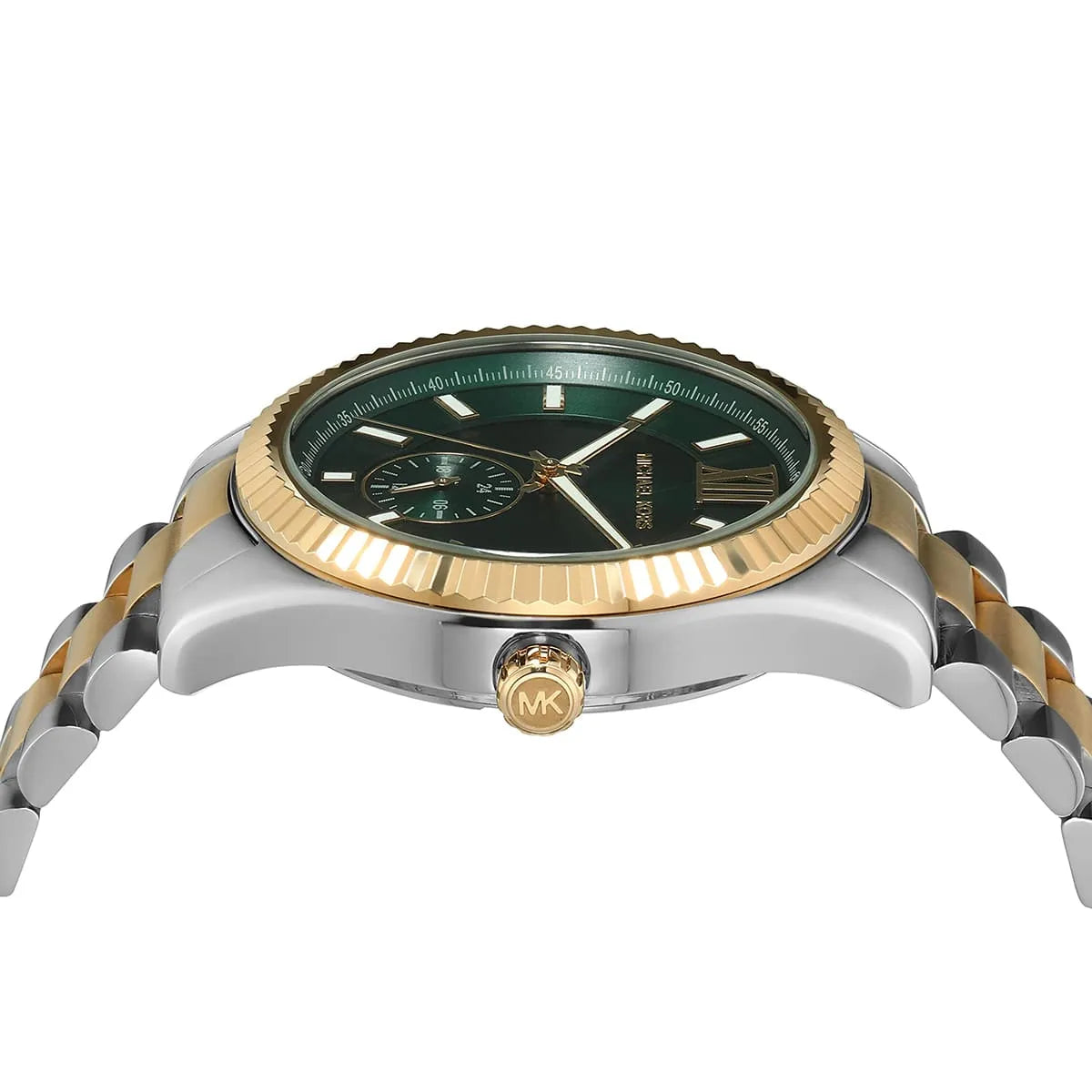 Michael Kors Lexington Quartz Green Dial Two Tone Steel Strap Watch For Men - MK9063