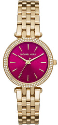 Michael Kors Darci Quartz Mother of Pearl Red Dial Gold Steel Strap Watch For Women - MK3583