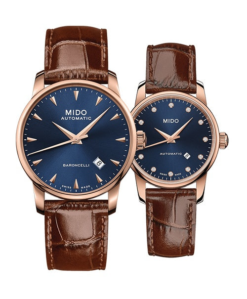 Mido Baroncelli Automatic Midnight Blue Dial Brown Leather Strap Watch For Women - M7600.3.65.8