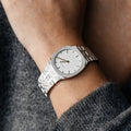 Gucci 25H Quartz Diamonds Silver Dial Silver Steel Strap Watch for Women - YA163401