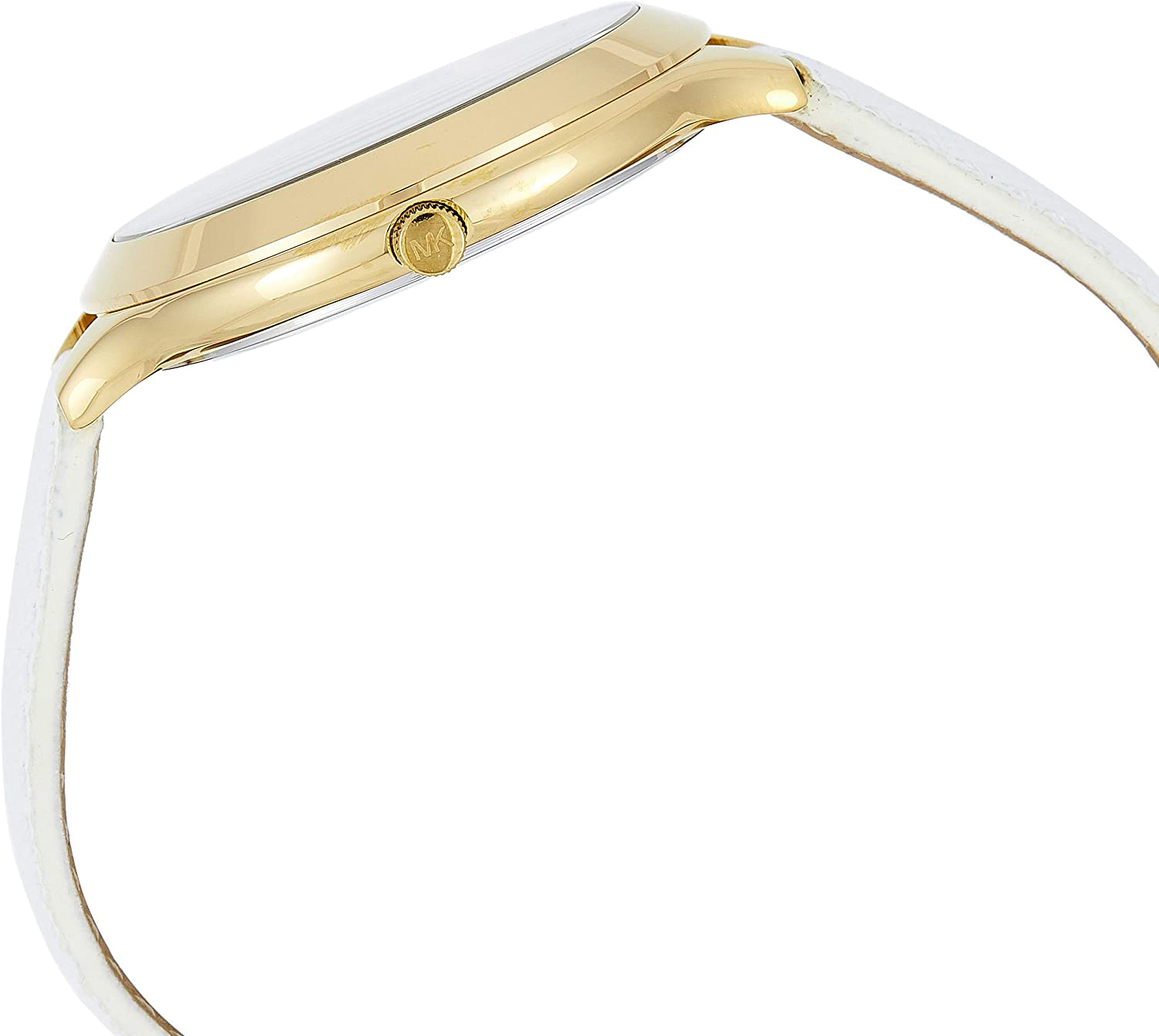 Michael Kors Slim Runway Quartz Gold Dial White Leather Strap Watch For Women - MK2389