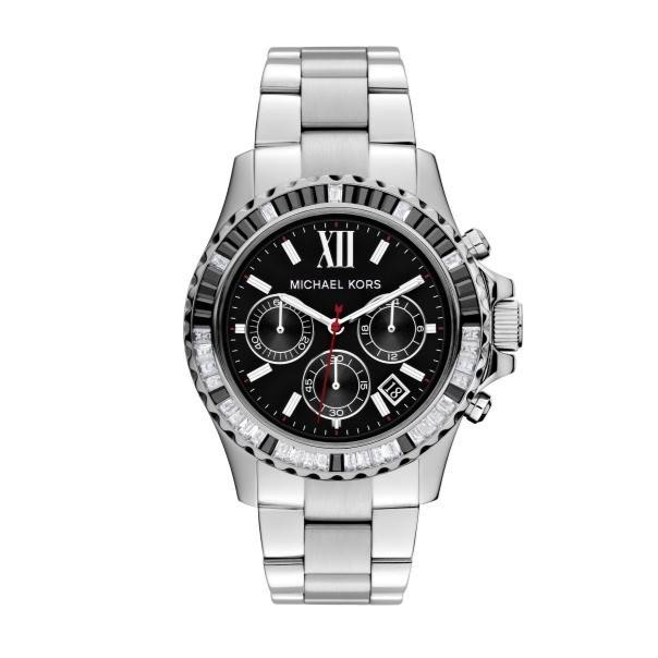 Michael Kors Everest Chronograph Black Dial Silver Steel Strap Watch For Women - MK5753